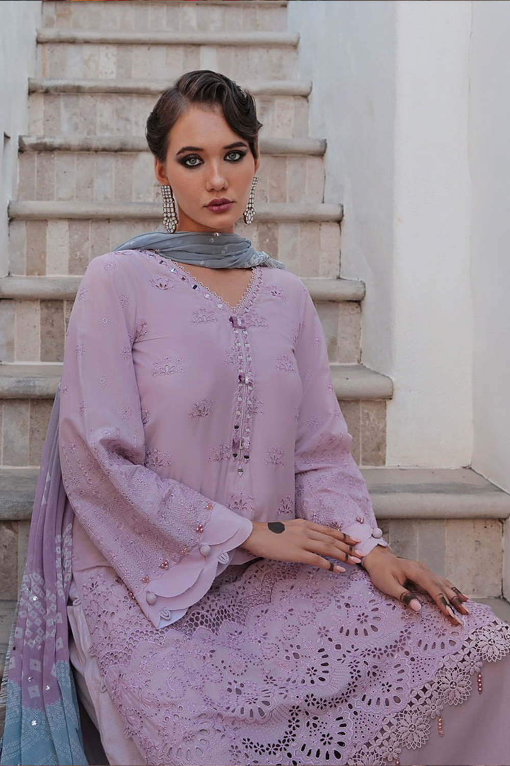 CHIKANKARI DHANAK | Unstitch | 3PC | SI - F - 59